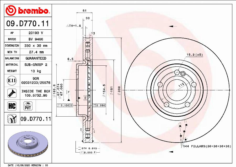 Brembo 09.D770.11 - Əyləc Diski furqanavto.az