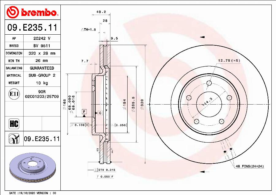 Brembo 09.E235.11 - Əyləc Diski furqanavto.az