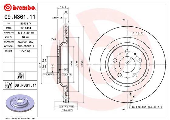 Brembo 09.N361.11 - Əyləc Diski furqanavto.az