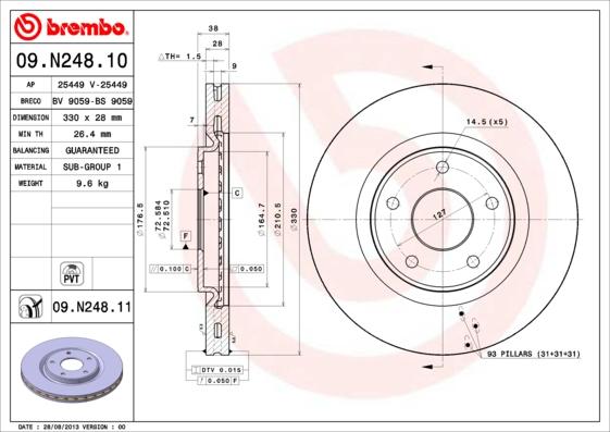 Brembo 09.N248.11 - Əyləc Diski furqanavto.az