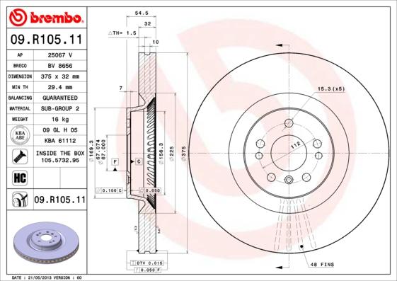 Brembo 09.R105.11 - Əyləc Diski furqanavto.az