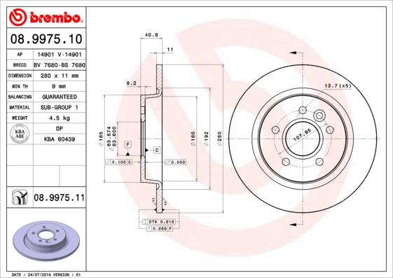 Brembo 08.9975.10 - Əyləc Diski furqanavto.az