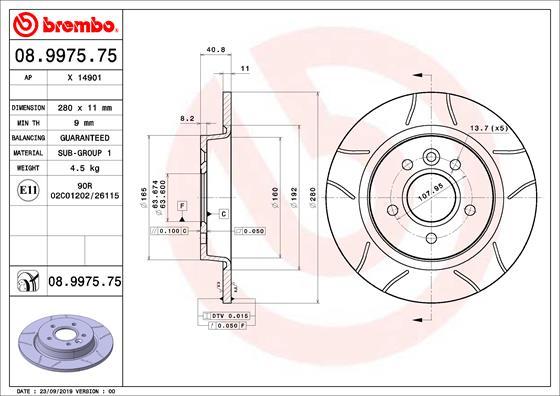 Brembo 08.9975.75 - Əyləc Diski furqanavto.az