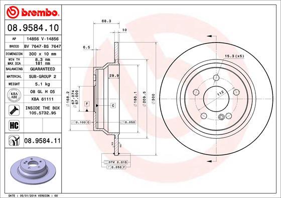 Brembo 08.9584.10 - Əyləc Diski furqanavto.az