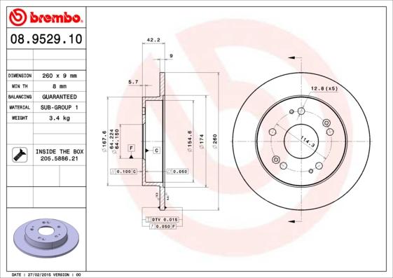 Brembo 08.9529.10 - Əyləc Diski furqanavto.az