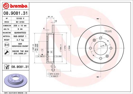 Brembo 08.9081.31 - Əyləc Diski furqanavto.az