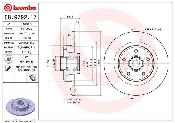 Brembo 08.9792.17 - Əyləc Diski furqanavto.az