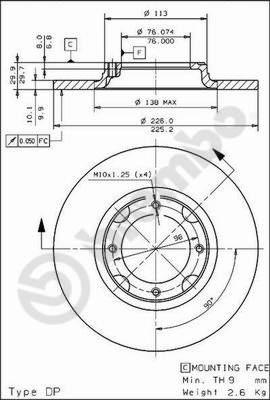 Brembo 08.4414.10 - Əyləc Diski furqanavto.az