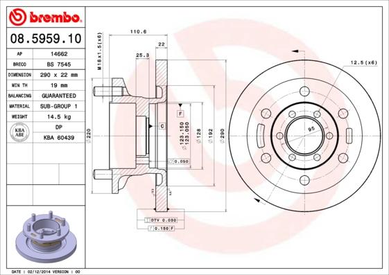 Brembo 08.5959.10 - Əyləc Diski furqanavto.az