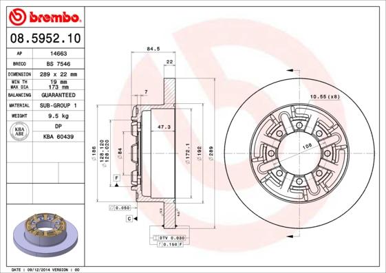 Brembo 08.5952.10 - Əyləc Diski furqanavto.az