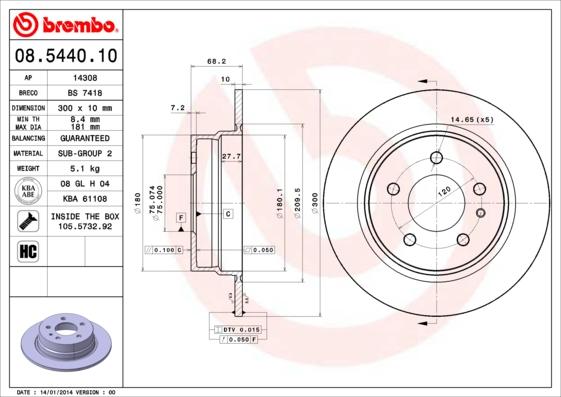 Brembo 08.5440.10 - Əyləc Diski furqanavto.az