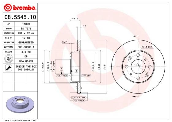 Brembo 08.5545.10 - Əyləc Diski furqanavto.az