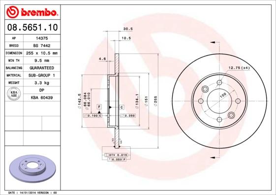 Brembo 08.5651.10 - Əyləc Diski furqanavto.az