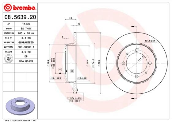 Brembo 08.5639.20 - Əyləc Diski furqanavto.az