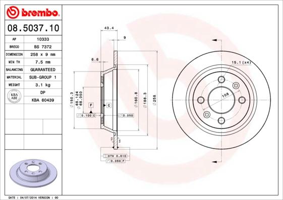 Brembo 08.5037.10 - Əyləc Diski furqanavto.az