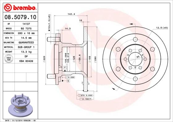 Brembo 08.5079.10 - Əyləc Diski furqanavto.az