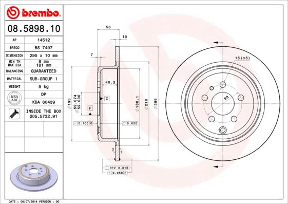 Brembo 08.5898.10 - Əyləc Diski furqanavto.az