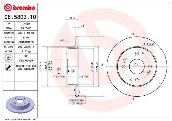 Brembo 08.5803.10 - Əyləc Diski furqanavto.az