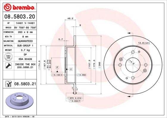 Brembo 08.5803.21 - Əyləc Diski furqanavto.az