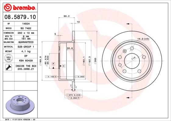 Brembo 08.5879.10 - Əyləc Diski furqanavto.az