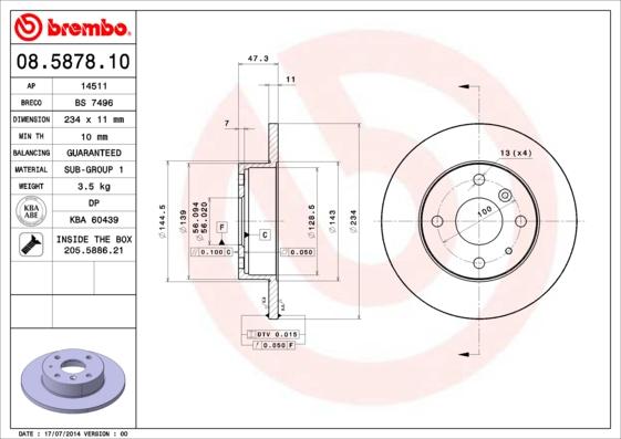 Brembo 08.5878.10 - Əyləc Diski furqanavto.az