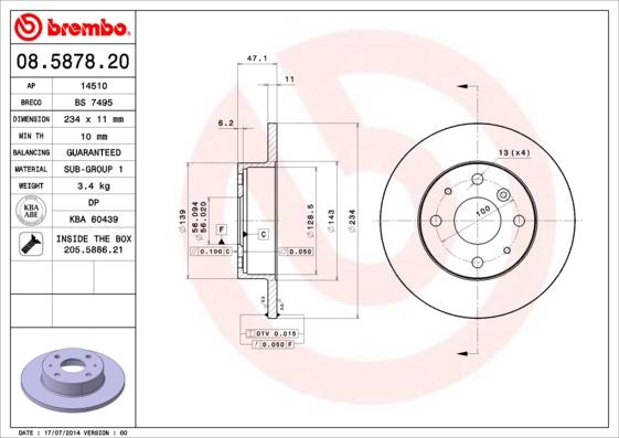 Brembo 08.5878.20 - Əyləc Diski furqanavto.az