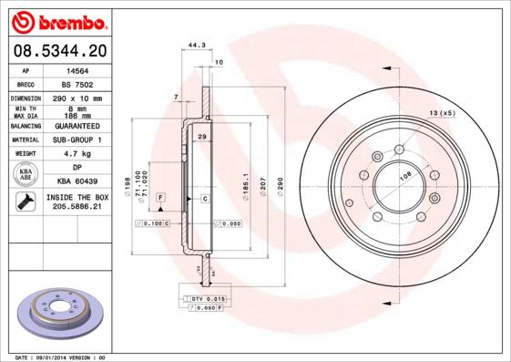 Brembo 08.5344.20 - Əyləc Diski furqanavto.az