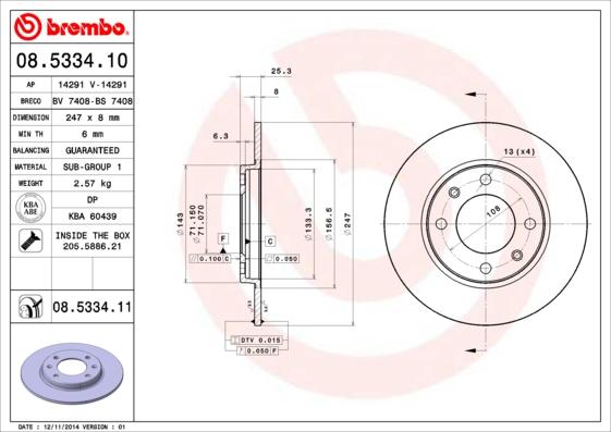 Brembo 08.5334.11 - Əyləc Diski furqanavto.az