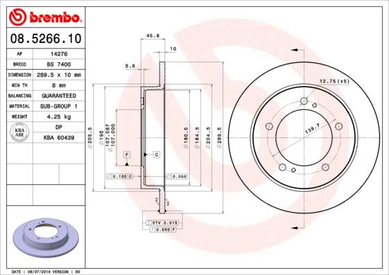 Brembo 08.5266.10 - Əyləc Diski furqanavto.az