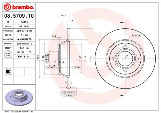 Brembo 08.5709.10 - Əyləc Diski furqanavto.az