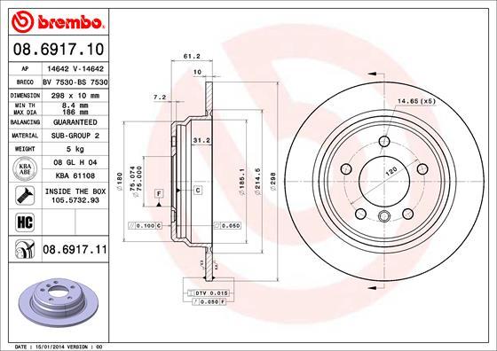 Brembo 08.6917.10 - Əyləc Diski furqanavto.az