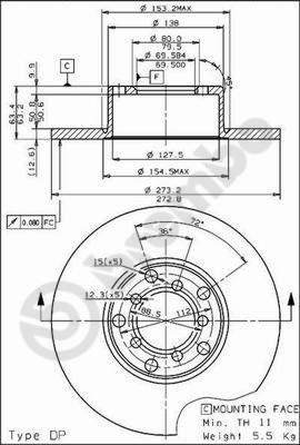 Brembo 08.1511.10 - Əyləc Diski furqanavto.az