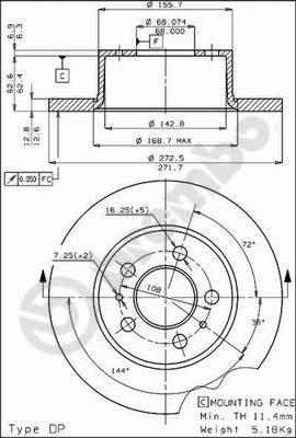 Brembo 08.1646.10 - Əyləc Diski furqanavto.az