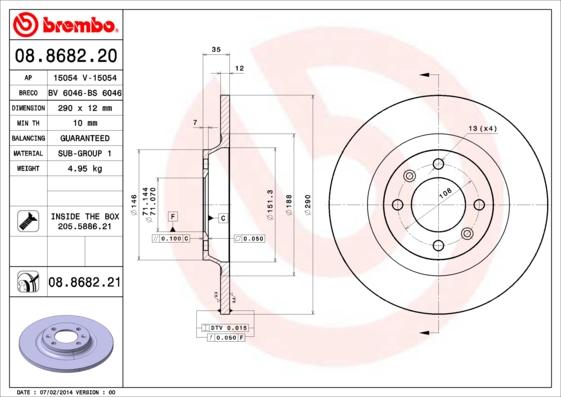 Brembo 08.8682.21 - Əyləc Diski furqanavto.az