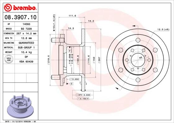 Brembo 08.3907.10 - Əyləc Diski furqanavto.az