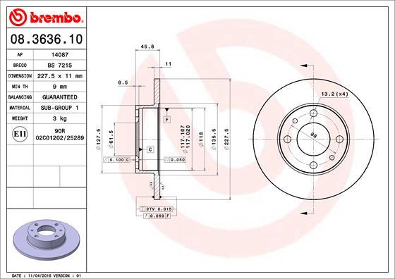 Brembo 08.3636.10 - Əyləc Diski furqanavto.az