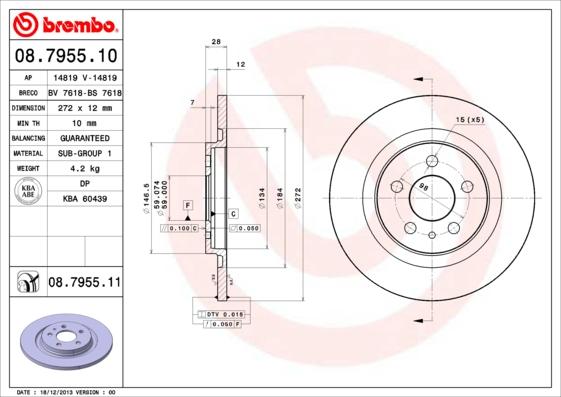 Brembo 08.7955.10 - Əyləc Diski furqanavto.az