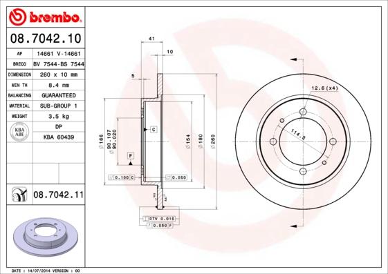 Brembo 08.7042.11 - Əyləc Diski furqanavto.az