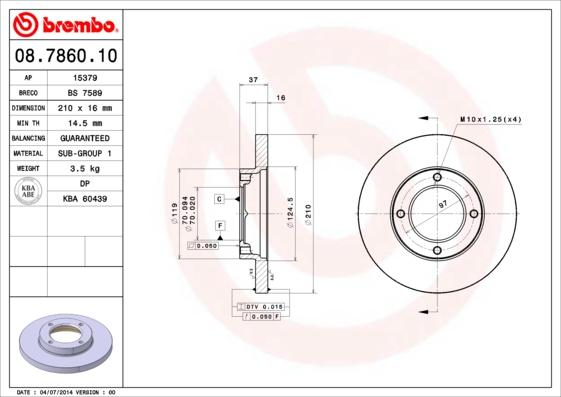 Brembo 08.7860.10 - Əyləc Diski furqanavto.az