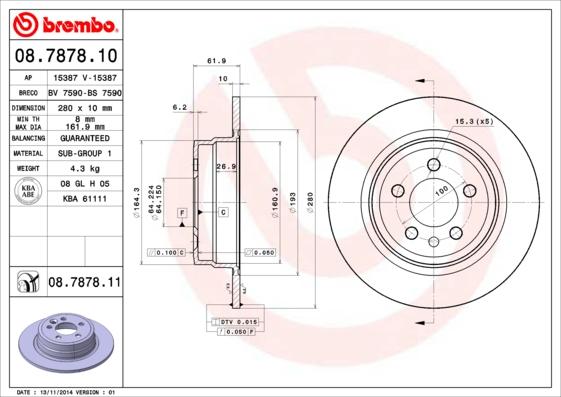 Brembo 08.7878.11 - Əyləc Diski furqanavto.az