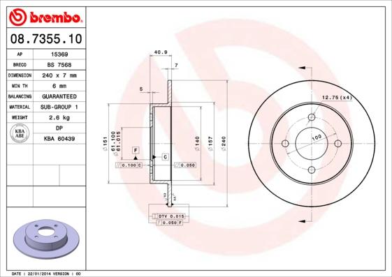 Brembo 08.7355.10 - Əyləc Diski furqanavto.az