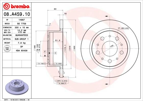 Brembo 08.A459.10 - Əyləc Diski furqanavto.az