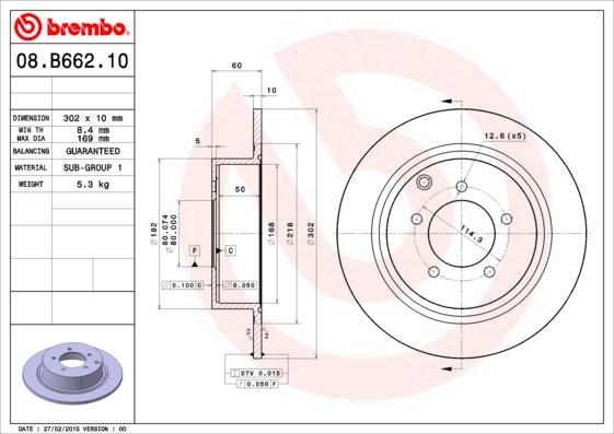 Brembo 08.B662.11 - Əyləc Diski furqanavto.az