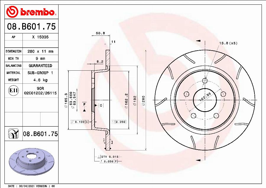 Brembo 08.B601.75 - Əyləc Diski furqanavto.az