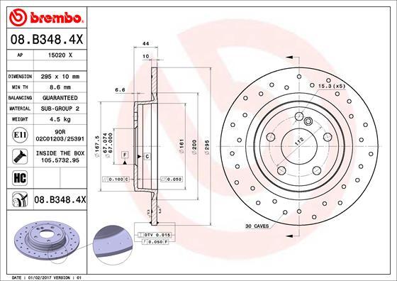 Brembo 08.B348.4X - Əyləc Diski furqanavto.az