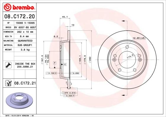 Brembo 08.C172.20 - Əyləc Diski furqanavto.az