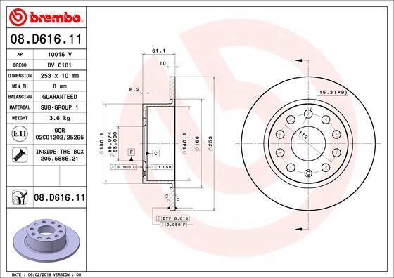 Brembo 08.D616.11 - Əyləc Diski furqanavto.az