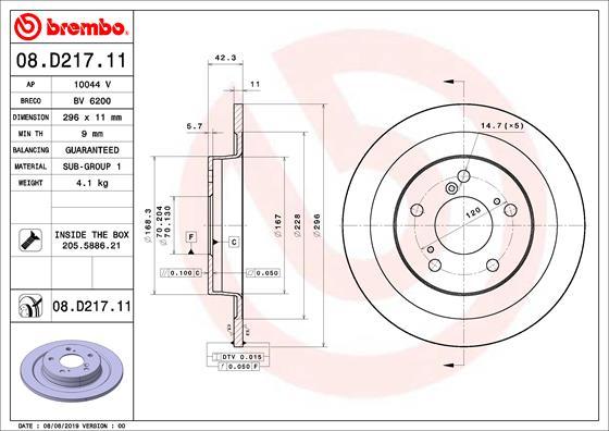 Brembo 08.D217.11 - Əyləc Diski furqanavto.az