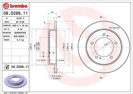 Brembo 08.D288.11 - Əyləc Diski furqanavto.az