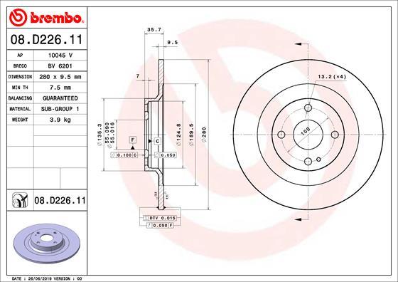 Brembo 08.D226.11 - Əyləc Diski furqanavto.az